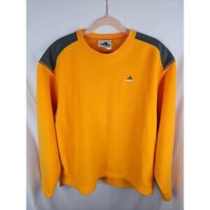 Adidas Mens Large Vintage Orange Yellow Sweater Fleece Pullover Athletic Shirt